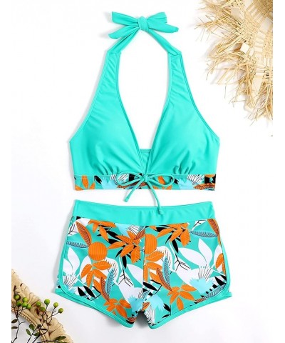 Women's Two Piece Halter Swimsuit V Neck Push Up Bikini Set Swimwear with Boyshorts Swimwear for Swimming Pool Color9 $19.03 ...