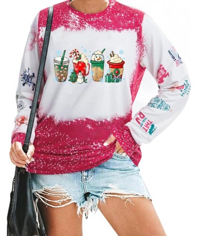 Women Christmas Sweatshirt Funny Red Wine Glass Christmas Shirt Xmas Santa Hat Graphic Pullover Blouse Tops Pink $7.25 Others