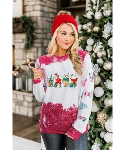 Women Christmas Sweatshirt Funny Red Wine Glass Christmas Shirt Xmas Santa Hat Graphic Pullover Blouse Tops Pink $7.25 Others