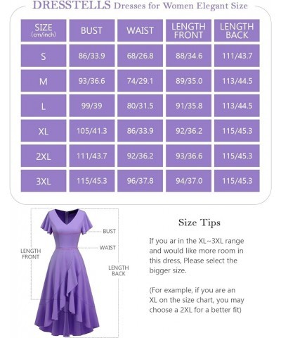 Women's Formal Dresses Cocktail Tea Party Dress 2024 Ruffle V-Neck Modest Wedding Guest Bridesmaid Dress Lavender $28.79 Dresses