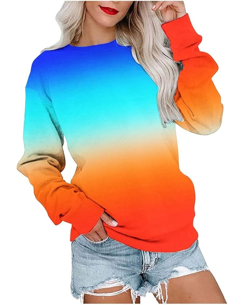 Womens Fall Fashion 2023 Gradient Color Sweatshirt Loose Casual Long Sleeve Shirts Trendy Crew Neck Sweatshirts Mint Green 3 ...