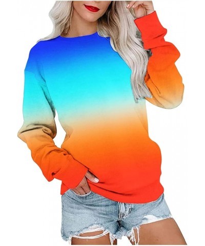 Womens Fall Fashion 2023 Gradient Color Sweatshirt Loose Casual Long Sleeve Shirts Trendy Crew Neck Sweatshirts Mint Green 3 ...