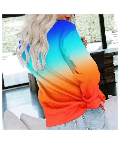 Womens Fall Fashion 2023 Gradient Color Sweatshirt Loose Casual Long Sleeve Shirts Trendy Crew Neck Sweatshirts Mint Green 3 ...