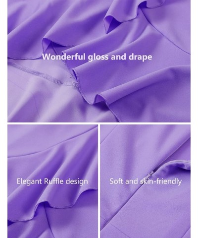 Women's Formal Dresses Cocktail Tea Party Dress 2024 Ruffle V-Neck Modest Wedding Guest Bridesmaid Dress Lavender $28.79 Dresses