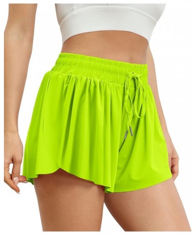 Womens 2 in 1 Running Shorts Casual Summer Athletic Shorts Neongreen $10.99 Activewear