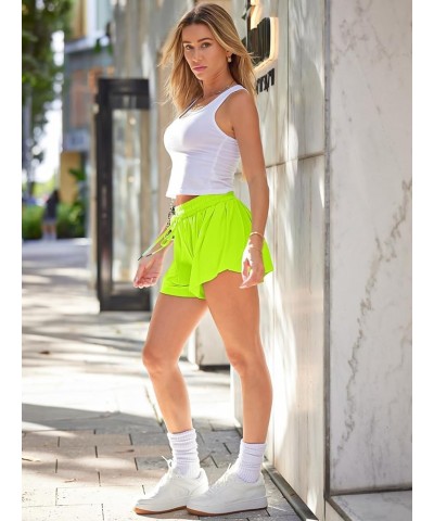 Womens 2 in 1 Running Shorts Casual Summer Athletic Shorts Neongreen $10.99 Activewear