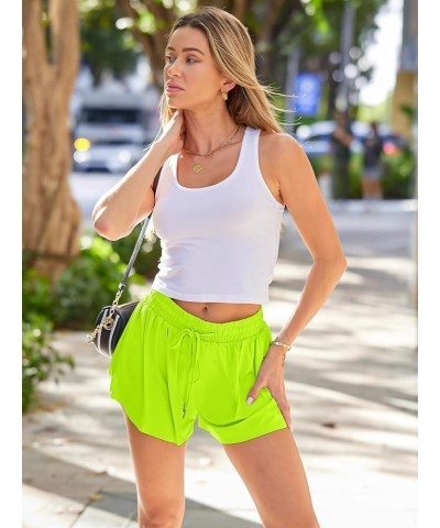 Womens 2 in 1 Running Shorts Casual Summer Athletic Shorts Neongreen $10.99 Activewear