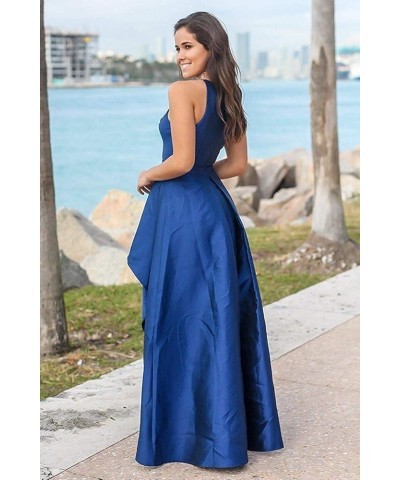 Women's Halter High Low Prom Dresses 2024 Satin Formal Evening Party Dress Fuchsia $40.80 Dresses