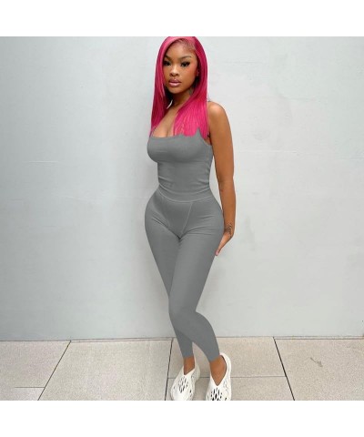 Sexy Workout Sets Two Piece Outfits for Women Casual Ribbed Crop Tank Top and High Waist Leggings Yoga Rompers Active Wear Li...