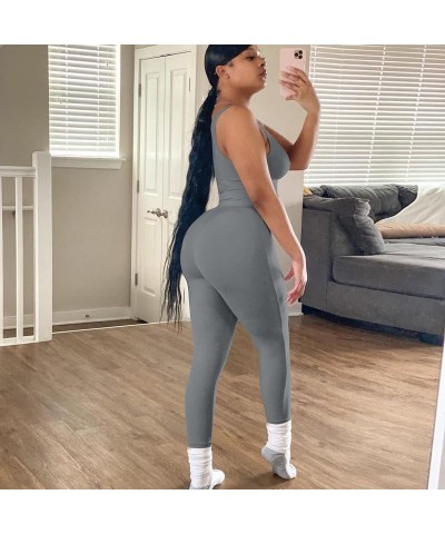 Sexy Workout Sets Two Piece Outfits for Women Casual Ribbed Crop Tank Top and High Waist Leggings Yoga Rompers Active Wear Li...