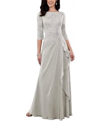 Mother of The Bride Dresses Long Formal Evening Gowns 3/4 Sleeve Wedding Guest Dresses for Women Silver $35.52 Dresses