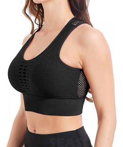 Sports Bra for Women,Seamless High/Middle Impact Yoga Bras Tank Tops with Padding 1 Black $10.13 Lingerie