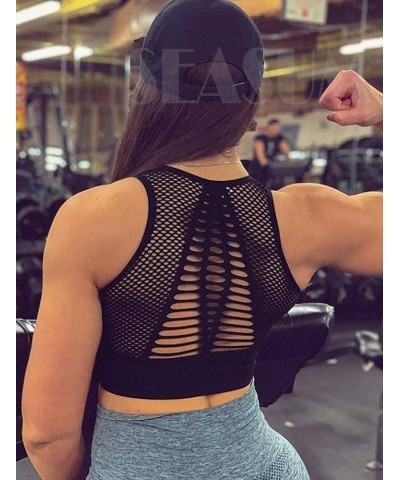 Sports Bra for Women,Seamless High/Middle Impact Yoga Bras Tank Tops with Padding 1 Black $10.13 Lingerie