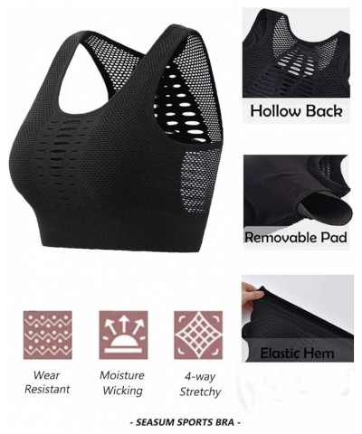 Sports Bra for Women,Seamless High/Middle Impact Yoga Bras Tank Tops with Padding 1 Black $10.13 Lingerie