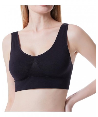 Sleep Bras, Comfort Bras for Women, Seamless, Wireless, Yoga Bras with Removable Pads Black $8.69 Activewear