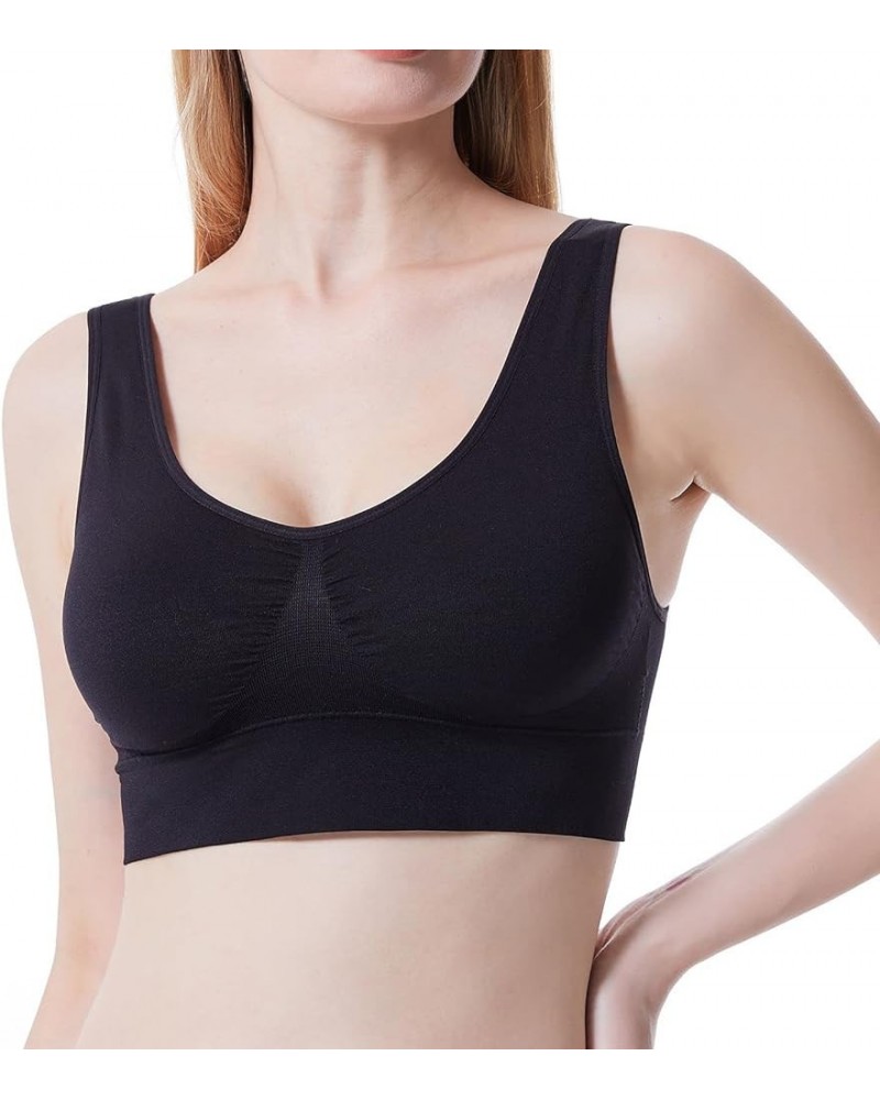 Sleep Bras, Comfort Bras for Women, Seamless, Wireless, Yoga Bras with Removable Pads Black $8.69 Activewear