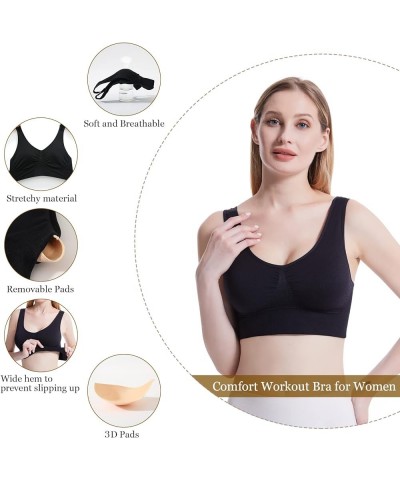 Sleep Bras, Comfort Bras for Women, Seamless, Wireless, Yoga Bras with Removable Pads Black $8.69 Activewear