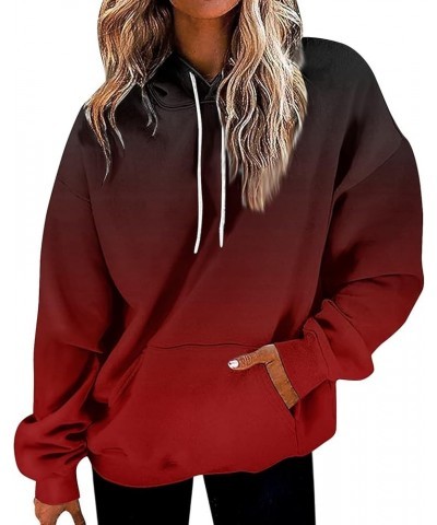 ADHOWBEW Oversized Hoodie for Women 2024 Cute Casual Graphic Long Sleeve Sweatshirt Pullover B-wine $12.38 Activewear