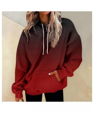 ADHOWBEW Oversized Hoodie for Women 2024 Cute Casual Graphic Long Sleeve Sweatshirt Pullover B-wine $12.38 Activewear