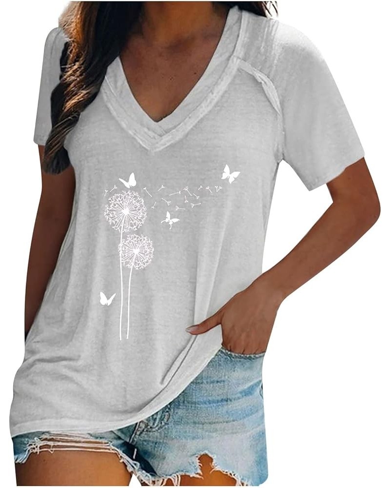 Cute Tops for Women Plus Size Sexy V Neck Short Sleeve Blouses Dressy Casual T Shirts Trendy Basic Oversized Tees 03-white $7...