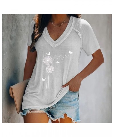 Cute Tops for Women Plus Size Sexy V Neck Short Sleeve Blouses Dressy Casual T Shirts Trendy Basic Oversized Tees 03-white $7...