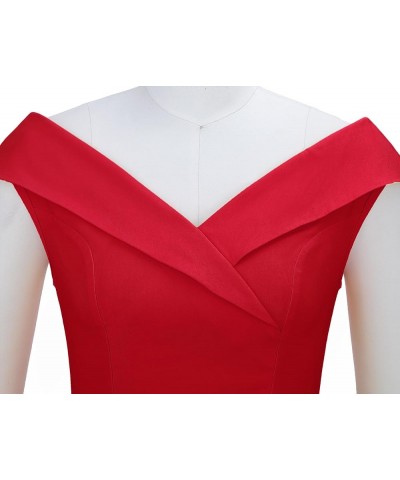 Women's 1950s Retro Vintage Sleeveless V Neck Midi Cocktail Swing Dress 8981 Red $19.68 Dresses