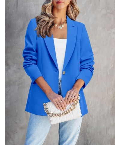 Womens Long Sleeve Casual Blazers Open Front Lapel Button Work Office Blazer Jackets 3-bright Blue $17.22 Blazers