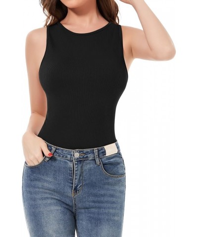 Women's Bodysuit Fit Sexy Body Suits Women Clothing, Sleeveless Crew Neck Tank Tops with Snap Closure A-black $10.39 Bodysuits