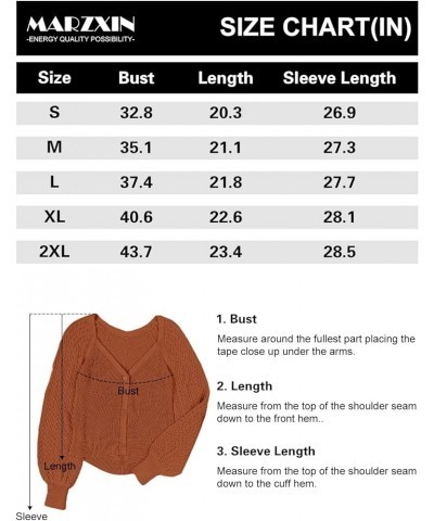 2023 Cropped Cardigan Sweaters for Women Cute Puff Sleeve V Neck Button Up Y2K Cardigan Crochet Cable Knit Sweater Brown $14....