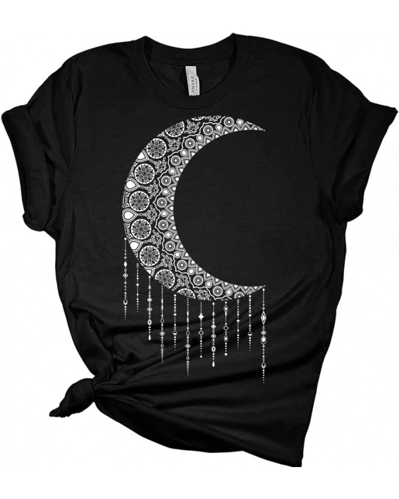 Women's Mandala Shirt Moon T-Shirt Summer Bella Short Sleeve Top Casual Plus Size Graphic Tee Black $13.47 T-Shirts