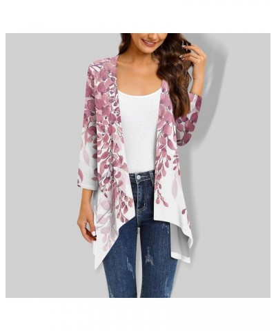 Long Cardigan Irregular Hem Women's Casual 3/4 Sleeve Shirts Boho Flower Half Sleeves Jackets with Pocket S-5XL & Watermelon ...