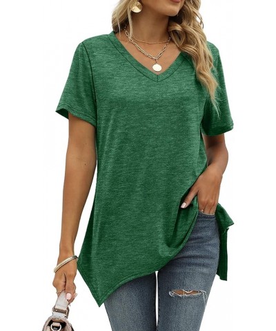 Womens Summer Tops Basic Short Sleeve V Neck T Shirts Tunic Tops Green $9.79 Tops