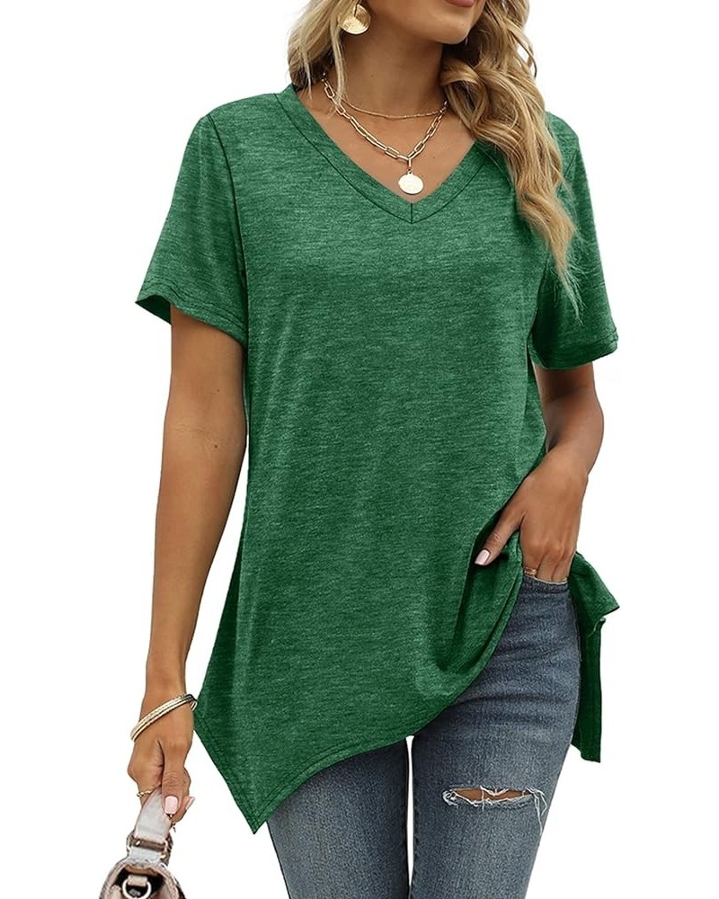 Womens Summer Tops Basic Short Sleeve V Neck T Shirts Tunic Tops Green $9.79 Tops