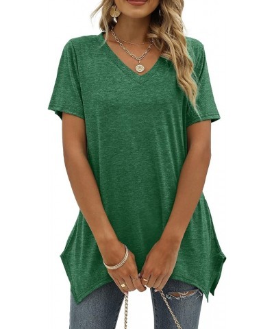 Womens Summer Tops Basic Short Sleeve V Neck T Shirts Tunic Tops Green $9.79 Tops