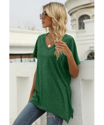 Womens Summer Tops Basic Short Sleeve V Neck T Shirts Tunic Tops Green $9.79 Tops