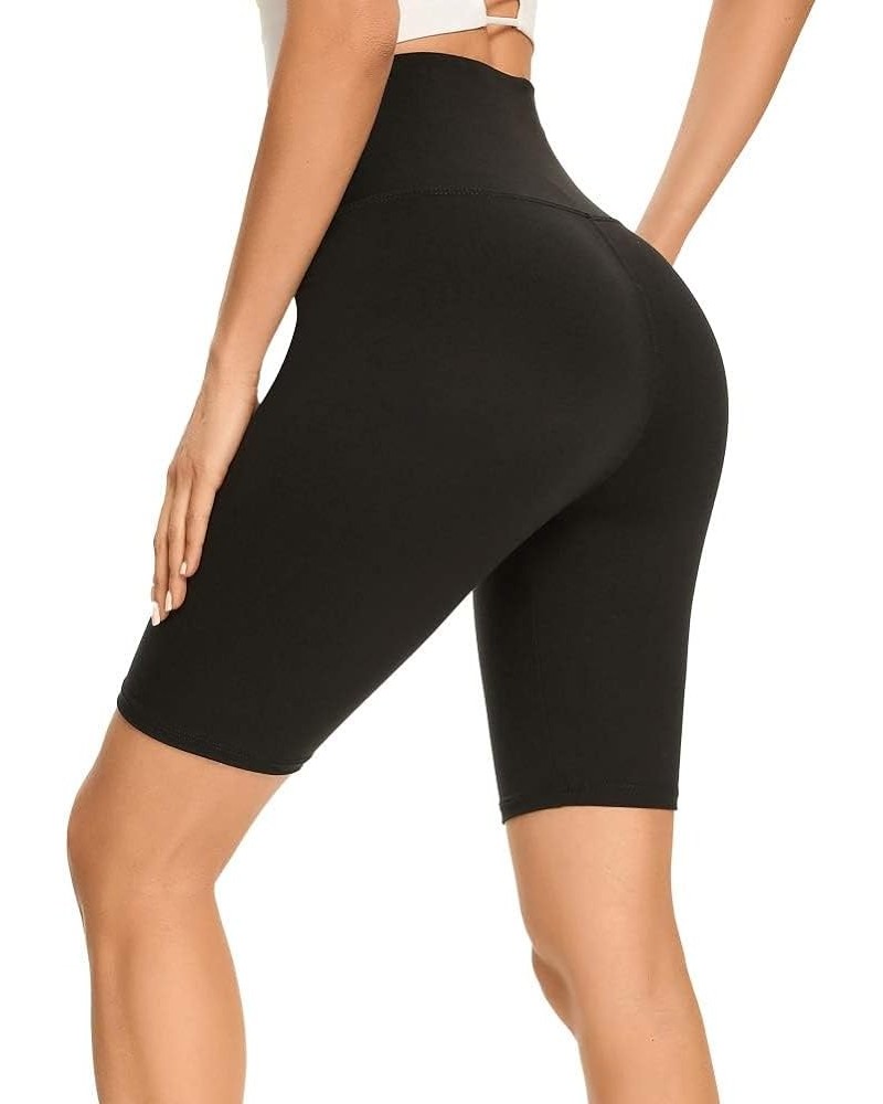 High Waisted Biker Shorts Women - 8 inches Soft Tummy Control Shorts for Workout, Gym, Yoga, Running 1-black $8.69 Activewear