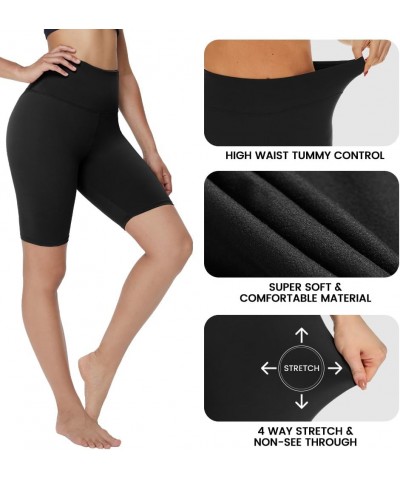 High Waisted Biker Shorts Women - 8 inches Soft Tummy Control Shorts for Workout, Gym, Yoga, Running 1-black $8.69 Activewear