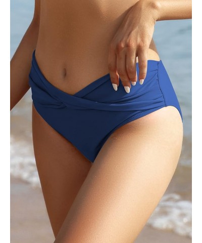 Women's Bikini Bottom Twist Front Cheeky Swimsuit Ruched Bathing Suit Bottoms Lake Blue $11.48 Swimsuits