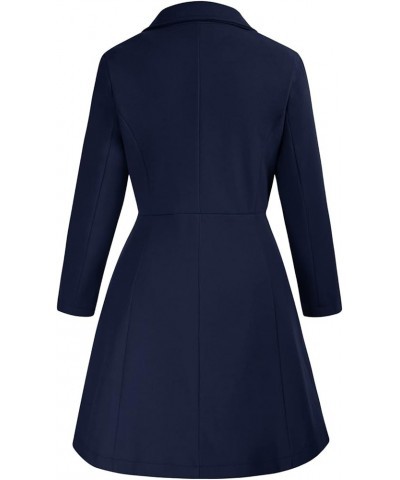 Women's Plus Size Wool Dress Coat Double Breasted Pea Coats Long Trench Coat Navy Blue $51.69 Coats