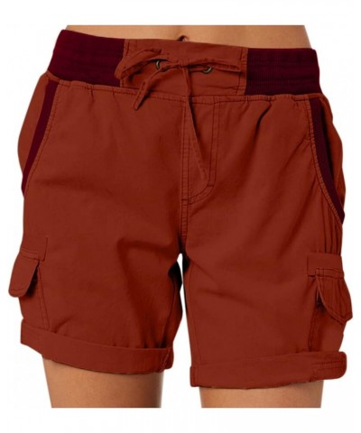 Shorts for Women Casual Summer Beach Solid Color Cargo Shorts Casual Elastic Waist Comfy Vacation Beach Shorts with Pockets Y...