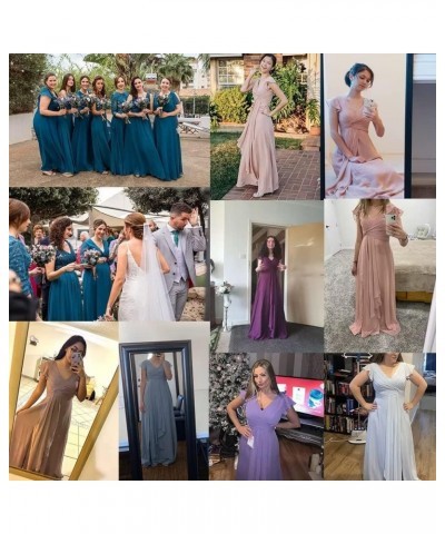 Women's Ruffle Sleeve Chiffon Bridesmaid Dresses Long with Slit V Neck Formal Evening Gowns Mint Green $28.60 Dresses