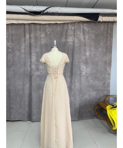 Women's Ruffle Sleeve Chiffon Bridesmaid Dresses Long with Slit V Neck Formal Evening Gowns Mint Green $28.60 Dresses