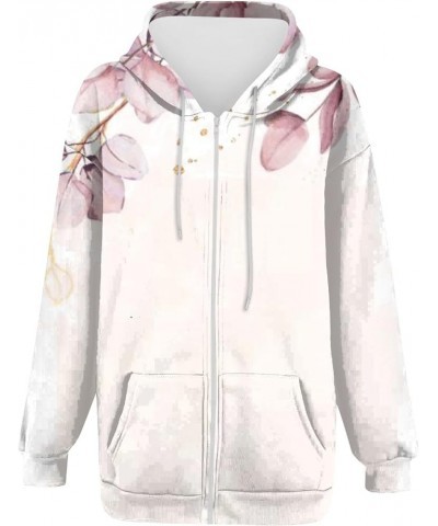 Zip Up Hoodies For Women,Women's Casual Fall Foral Printed Long Sleeve Pullover Hoodies Zipper Sweatshirts Coat 1-white $13.1...