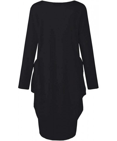 Womens Faith Oversized Dress,Causal Long Sleeve Loose Party Short Midi Dresses with Pockets B-black $6.62 Dresses