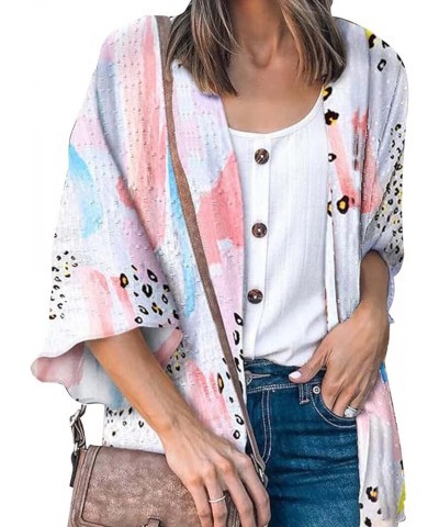 Women Floral Cardigans Lightweight Chiffon Kimono Cardigan 3/4 Sleeve Loose Beach Blouse 2023 Floral Boho Sunscreen Cardigan ...