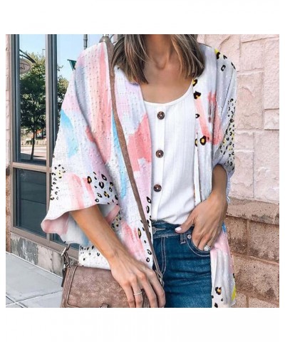 Women Floral Cardigans Lightweight Chiffon Kimono Cardigan 3/4 Sleeve Loose Beach Blouse 2023 Floral Boho Sunscreen Cardigan ...