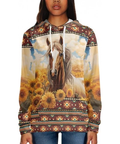 Womens Sweatshirts Pullover Hoodies Teens Sportwear Fall Tops 1 Southwestern Aztec Sunflower Horse $13.64 Hoodies & Sweatshirts