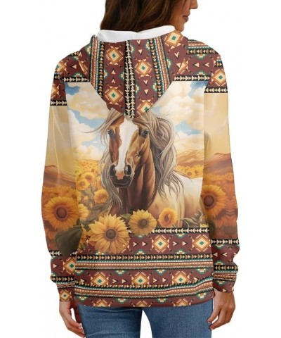 Womens Sweatshirts Pullover Hoodies Teens Sportwear Fall Tops 1 Southwestern Aztec Sunflower Horse $13.64 Hoodies & Sweatshirts