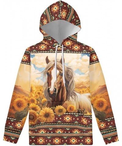 Womens Sweatshirts Pullover Hoodies Teens Sportwear Fall Tops 1 Southwestern Aztec Sunflower Horse $13.64 Hoodies & Sweatshirts