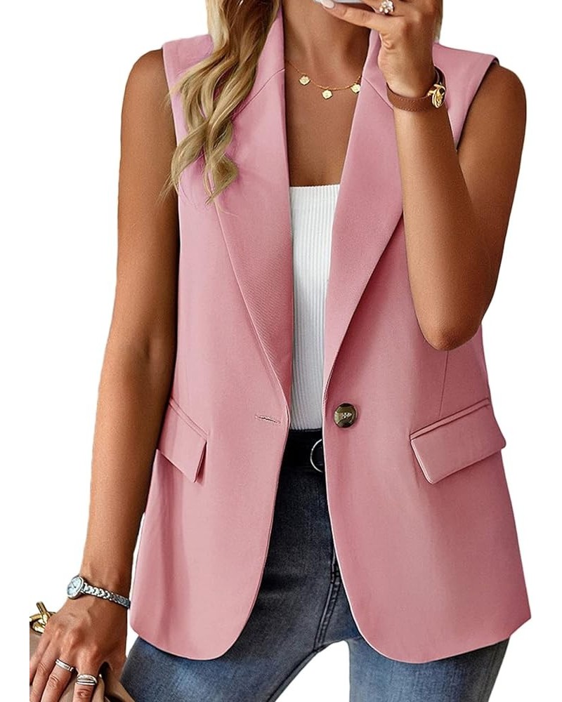 Sleeveless Blazer Jackets for Women 2024 Spring Summer Lightweight Casual Solid Open Front Work Office Vest 1-pink $25.94 Vests